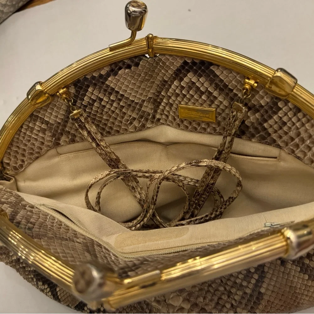 Elegant Brown Snakeskin Clutch